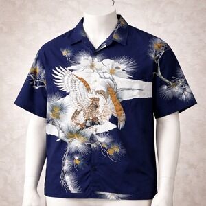 Vintage Phat Farm Shirt Mens XXL Blue AOP Eagle Graphic Button Up Y2K Streetwear